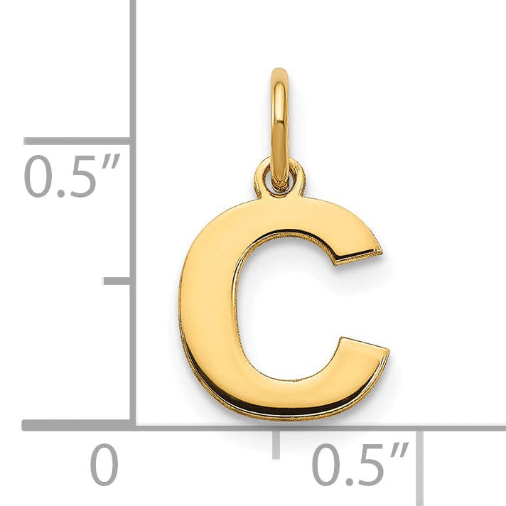 14k Yellow Gold Small Size Letter C Initial Block Pendant