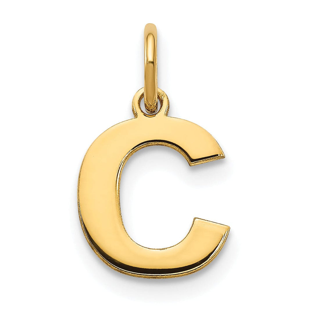 14k Yellow Gold Small Size Letter C Initial Block Pendant