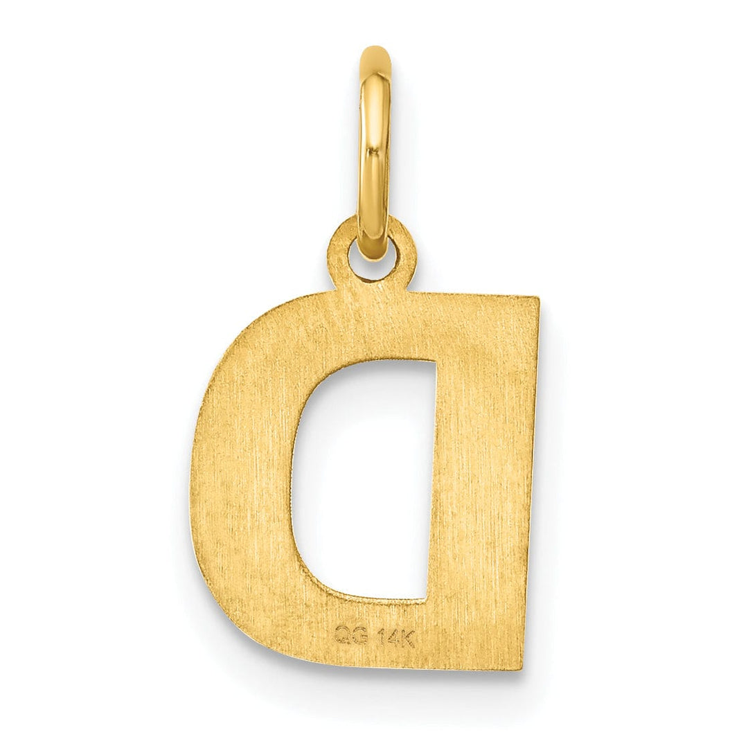 14k Yellow Gold Small Size Letter D Initial Block Pendant