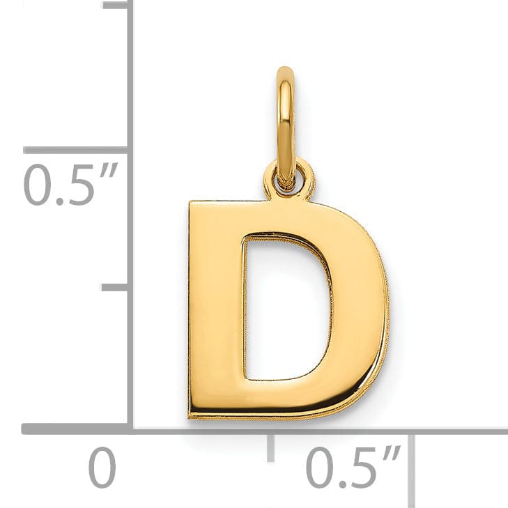 14k Yellow Gold Small Size Letter D Initial Block Pendant