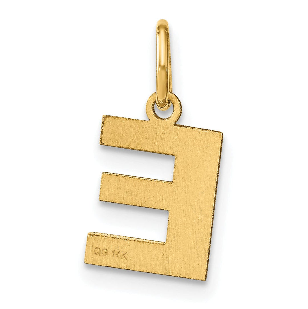 14k Yellow Gold Small Size Letter E Initial Block Pendant