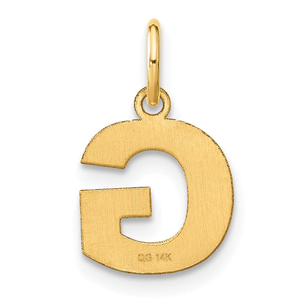 14k Yellow Gold Small Size Letter G Initial Block Pendant