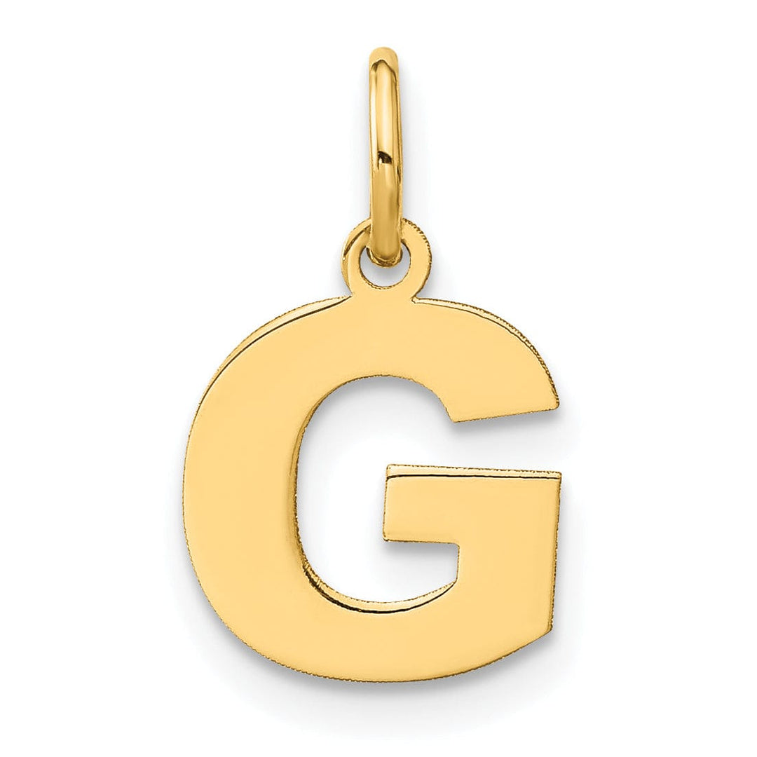 14k Yellow Gold Small Size Letter G Initial Block Pendant