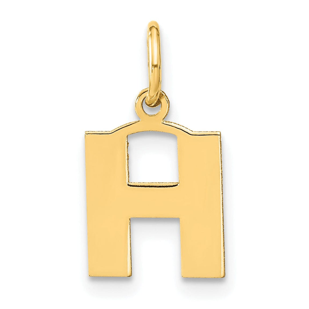 14k Yellow Gold Small Size Letter H Initial Block Pendant