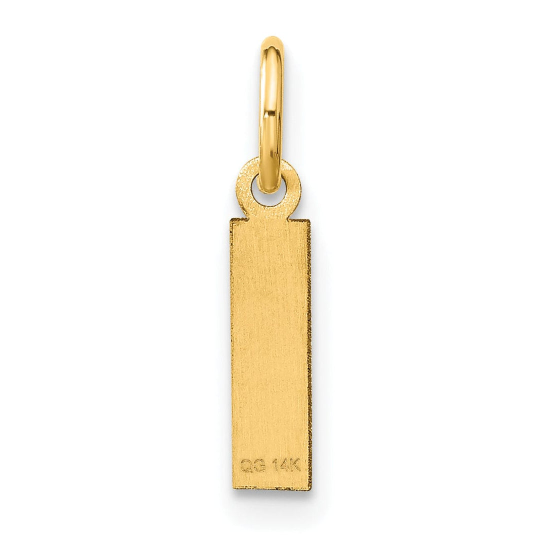 14k Yellow Gold Small Size Letter I Initial Block Pendant
