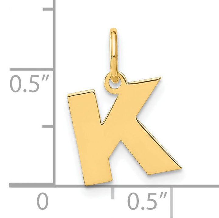 14k Yellow Gold Small Size Letter K Initial Block Pendant