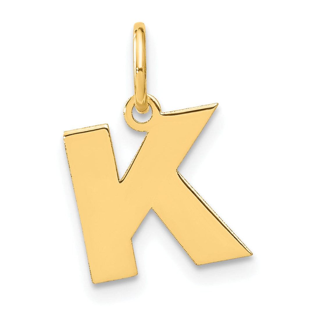 14k Yellow Gold Small Size Letter K Initial Block Pendant