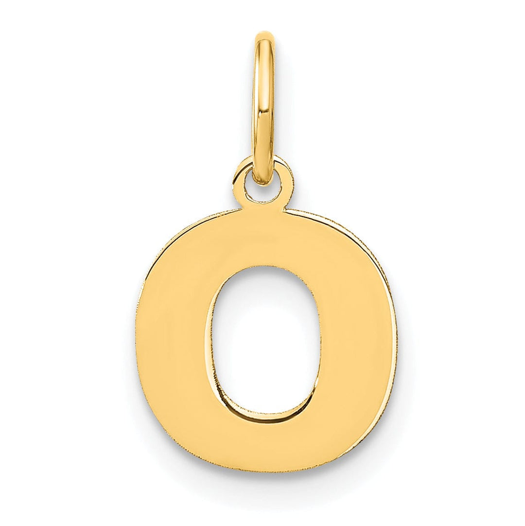 14k Yellow Gold Small Size Letter O Initial Block Pendant