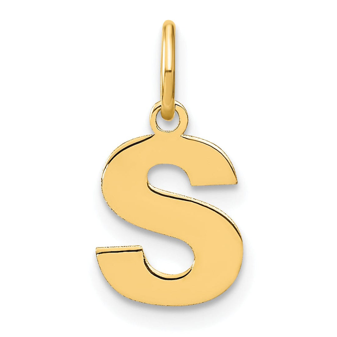 14k Yellow Gold Small Size Letter S Initial Block Pendant