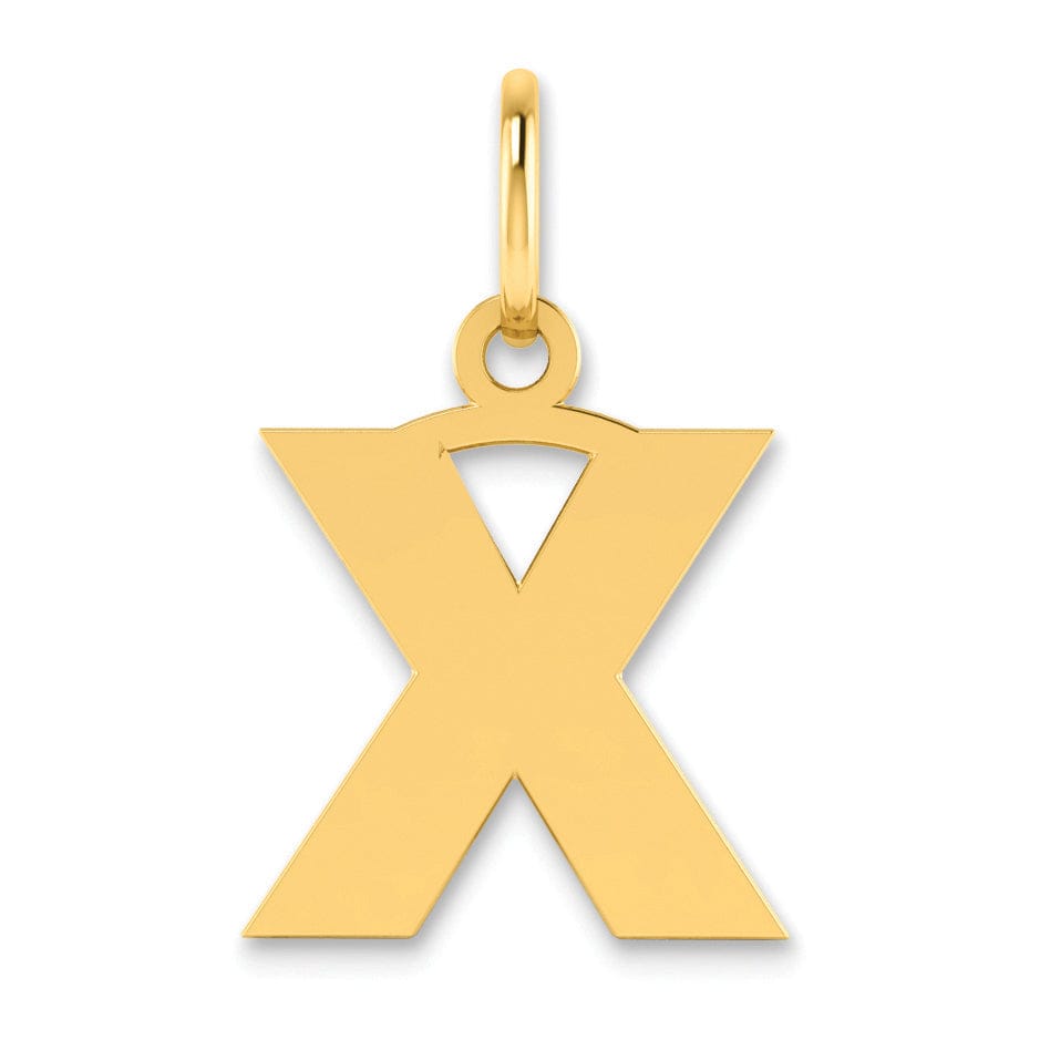 14k Yellow Gold Small Size Letter X Initial Block Pendant