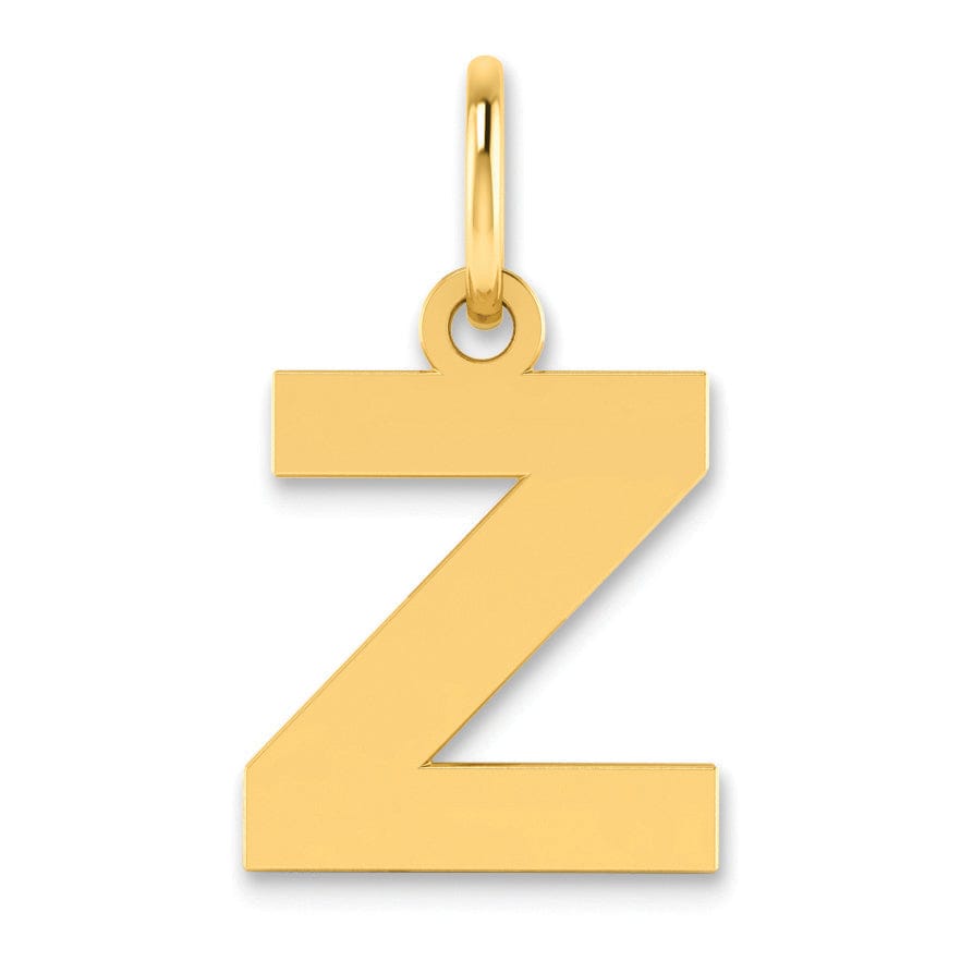 14k Yellow Gold Small Size Letter Z Initial Block Pendant