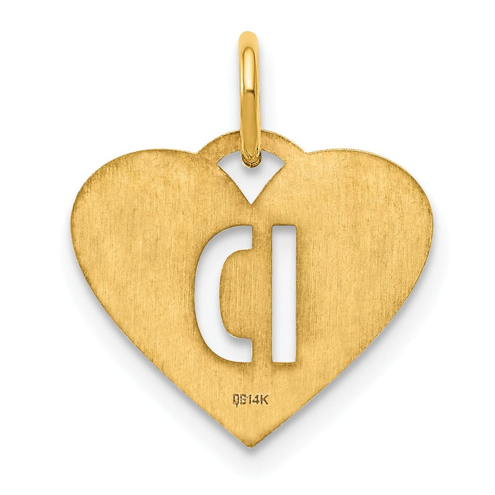 14k Yellow Gold Heart Cut-Out Letter D Initial Pendant