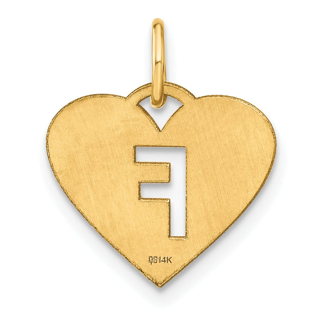 14k Yellow Gold Heart Cut-Out Letter F Initial Pendant