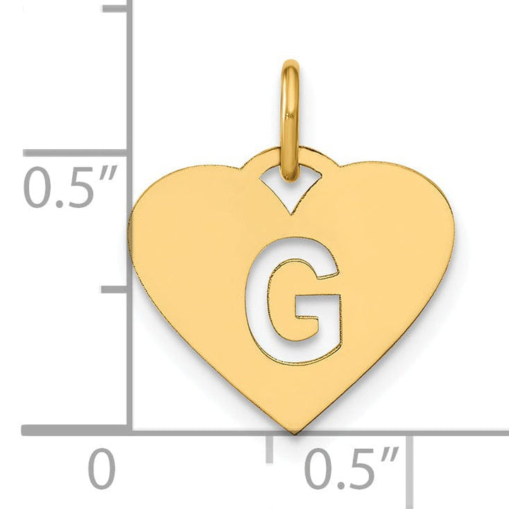 14k Yellow Gold Heart Cut-Out Letter G Initial Pendant