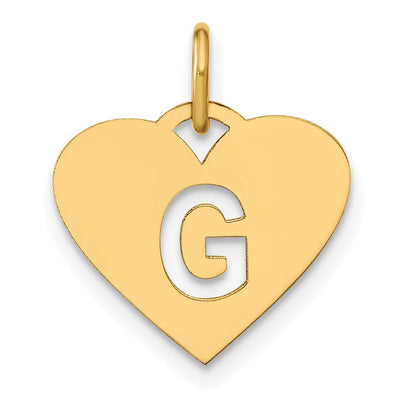 14k Yellow Gold Heart Cut-Out Letter G Initial Pendant