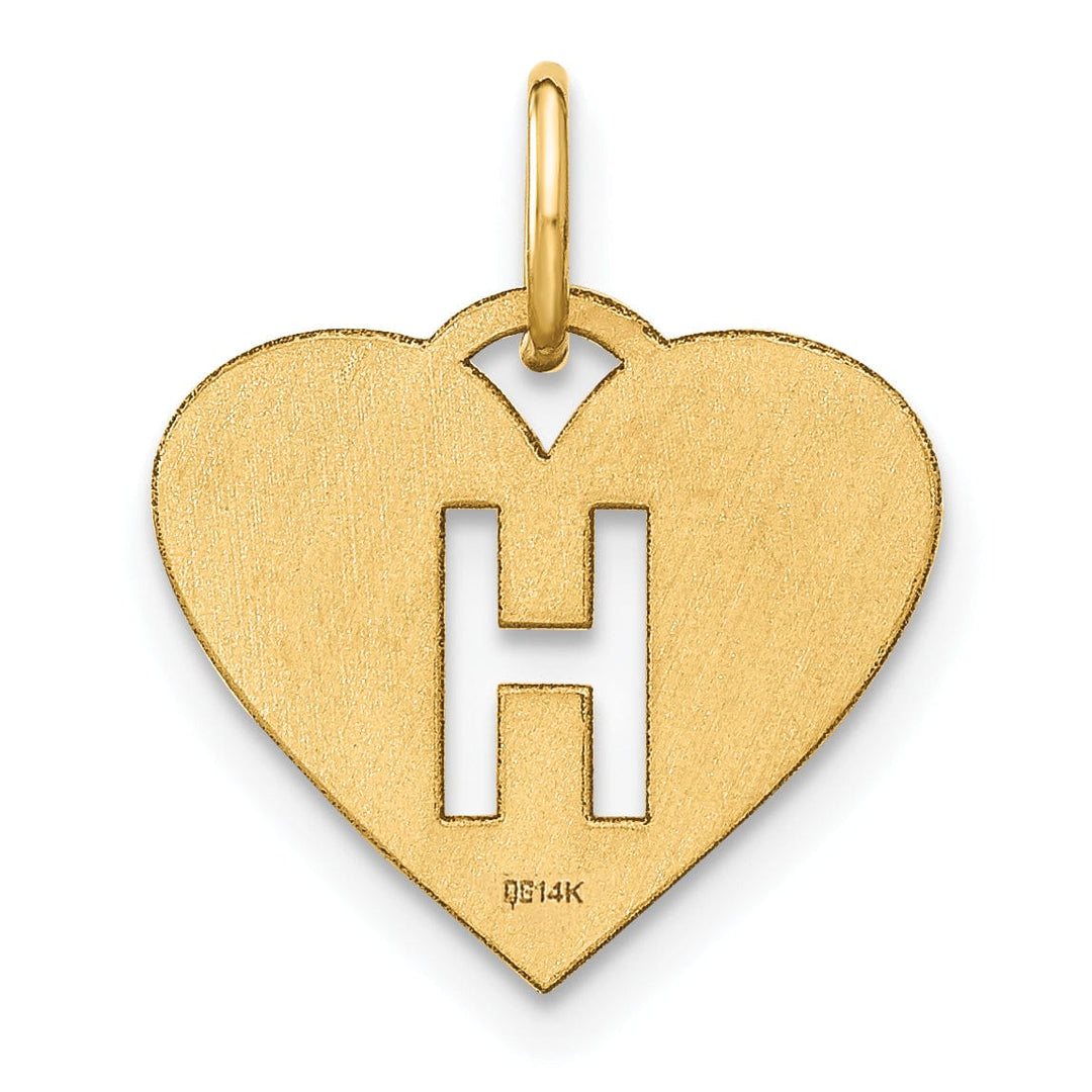 14k Yellow Gold Heart Cut-Out Letter H Initial Pendant
