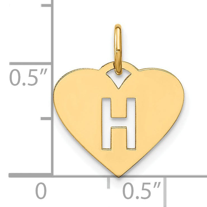 14k Yellow Gold Heart Cut-Out Letter H Initial Pendant