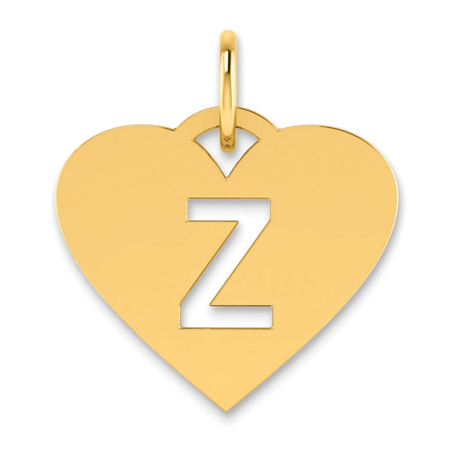 14k Yellow Gold Heart Cut-Out Letter Z Initial Pendant