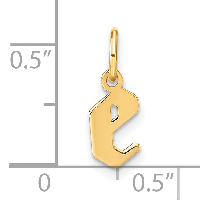 14K Yellow Gold Lower Case Letter E Initial Charm Pendant