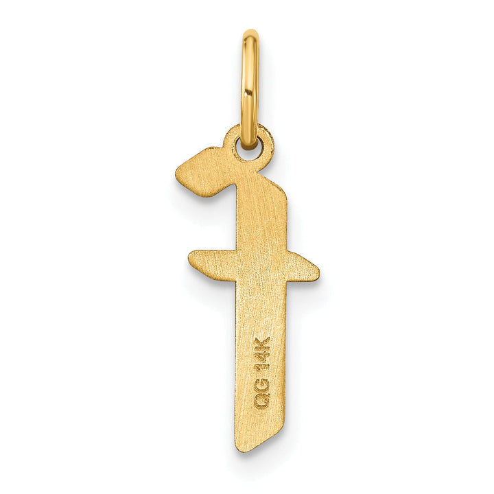 14K Yellow Gold Lower Case Letter F Initial Charm Pendant