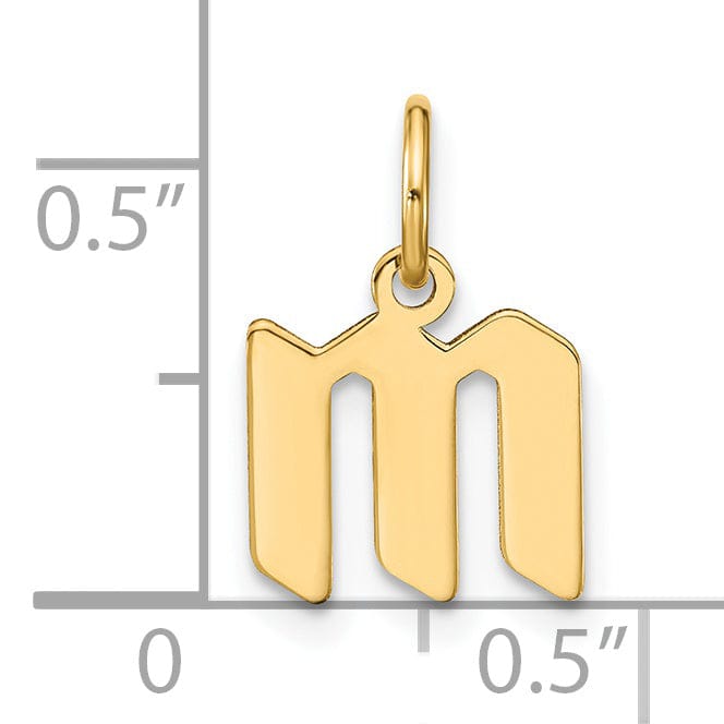 14K Yellow Gold Lower Case Letter M Initial Charm Pendant
