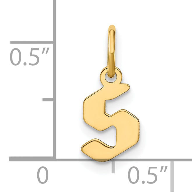 14K Yellow Gold Lower Case Letter S Initial Charm Pendant