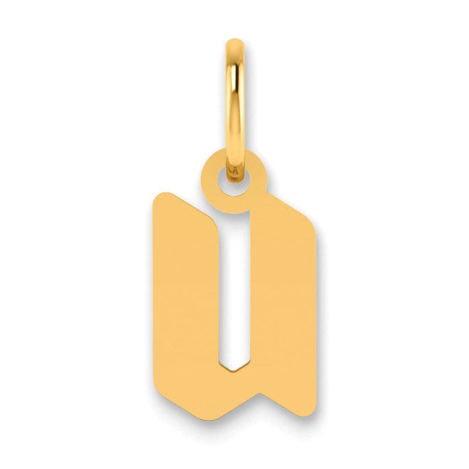 14K Yellow Gold Lower Case Letter U Initial Charm Pendant