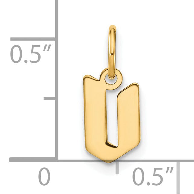 14K Yellow Gold Lower Case Letter V Initial Charm Pendant