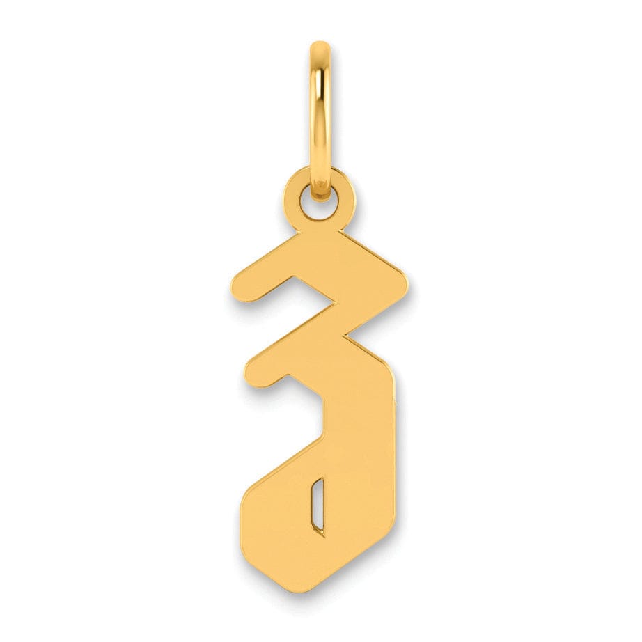 14K Yellow Gold Lower Case Letter Z Initial Charm Pendant