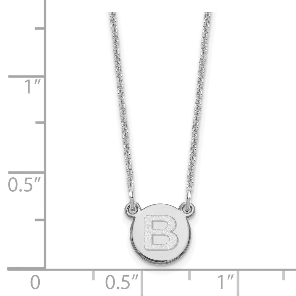 14k White Gold Tiny Circle Block Letter C Initial Pendant and Necklace