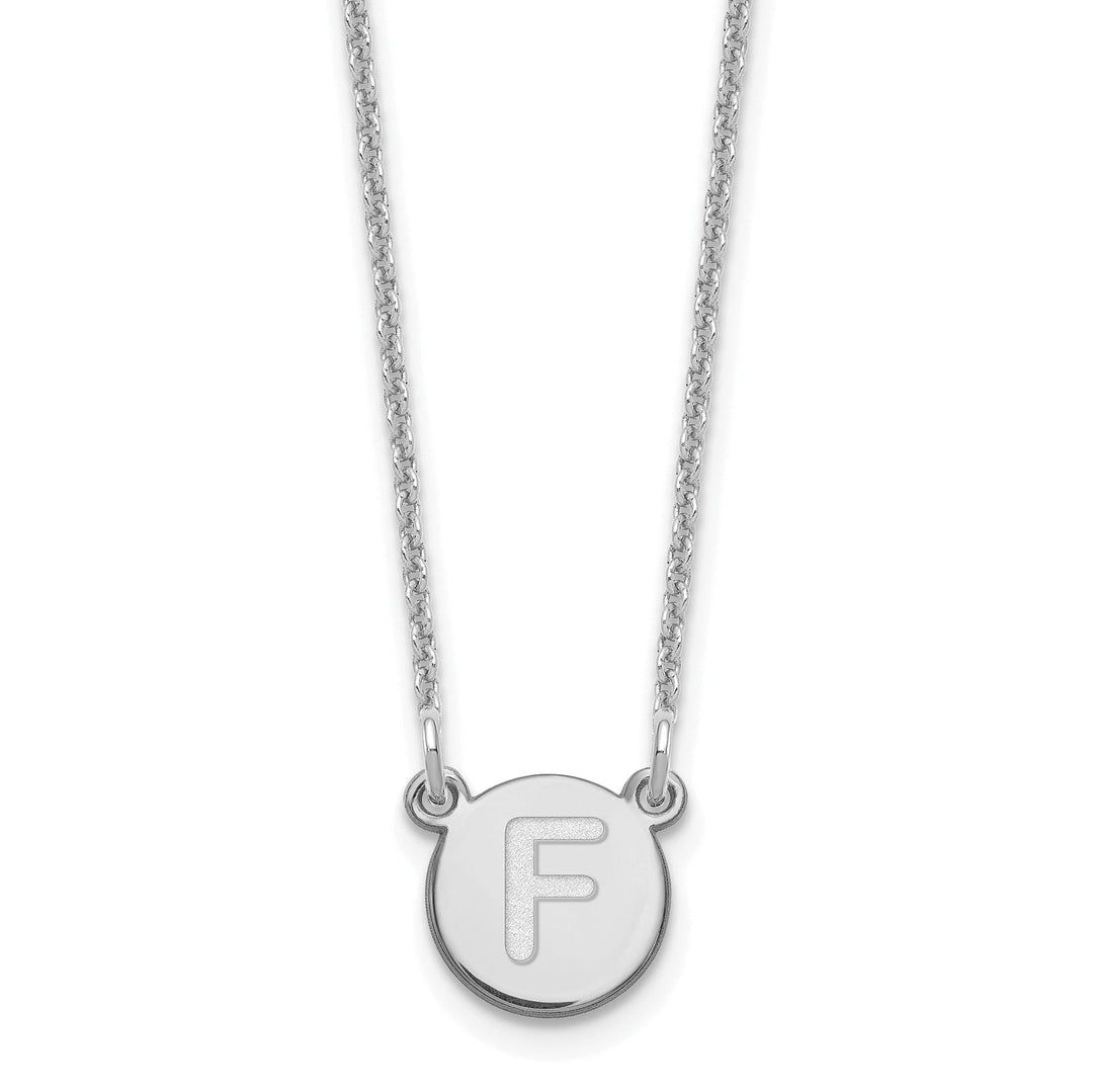 14k White Gold Tiny Circle Block Letter G Initial Pendant and Necklace