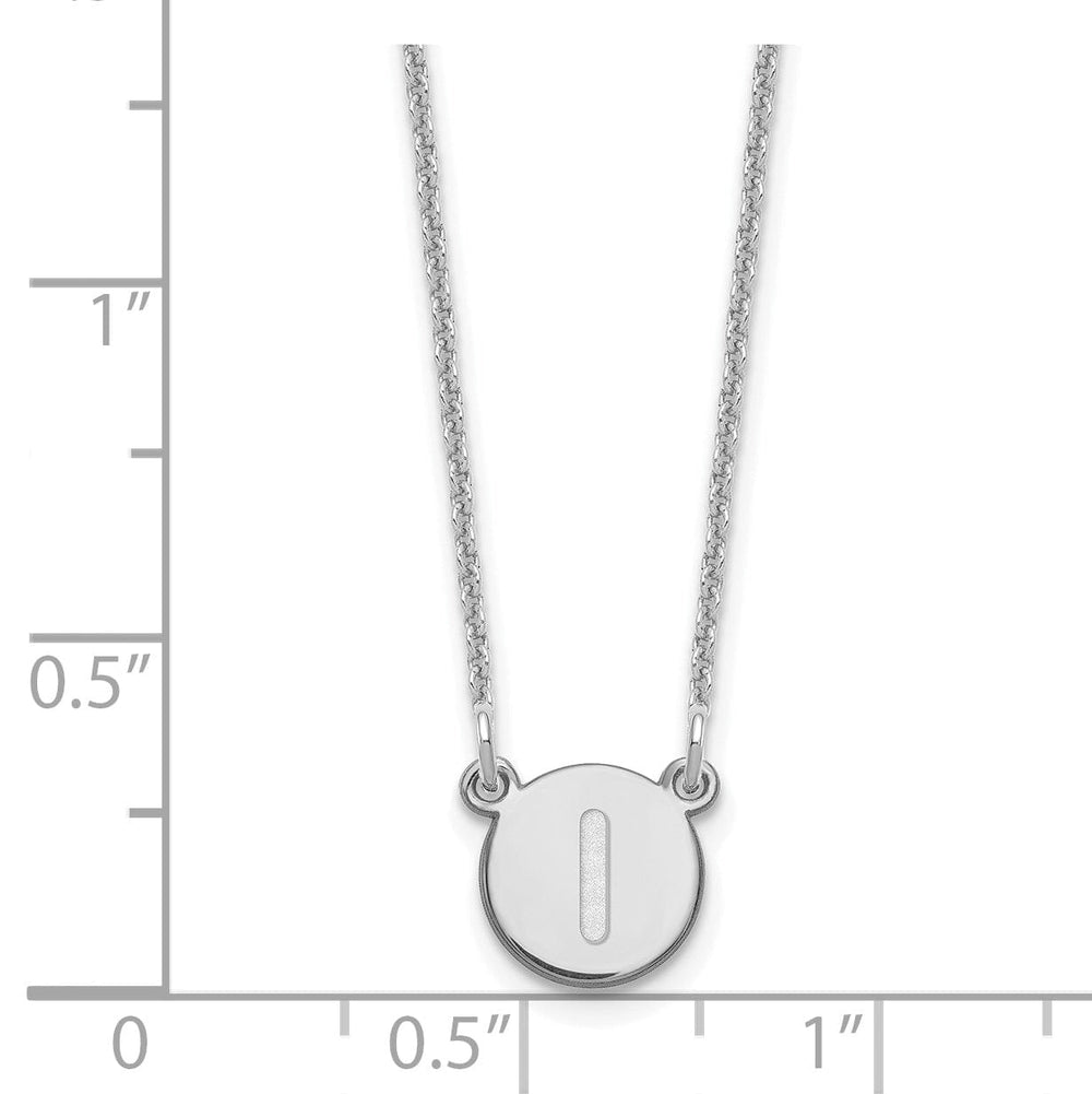 14k White Gold Tiny Circle Block Letter J Initial Pendant and Necklace