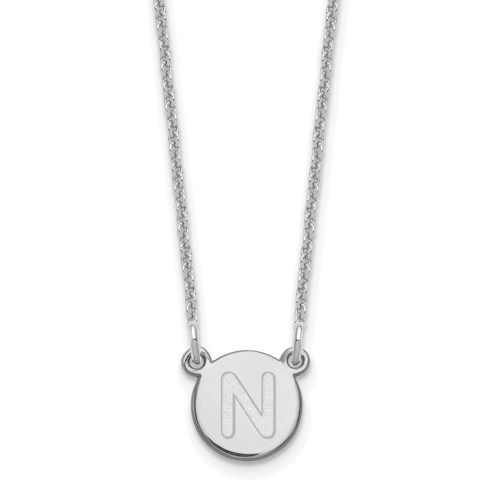 14k White Gold Tiny Circle Block Letter O Initial Pendant and Necklace