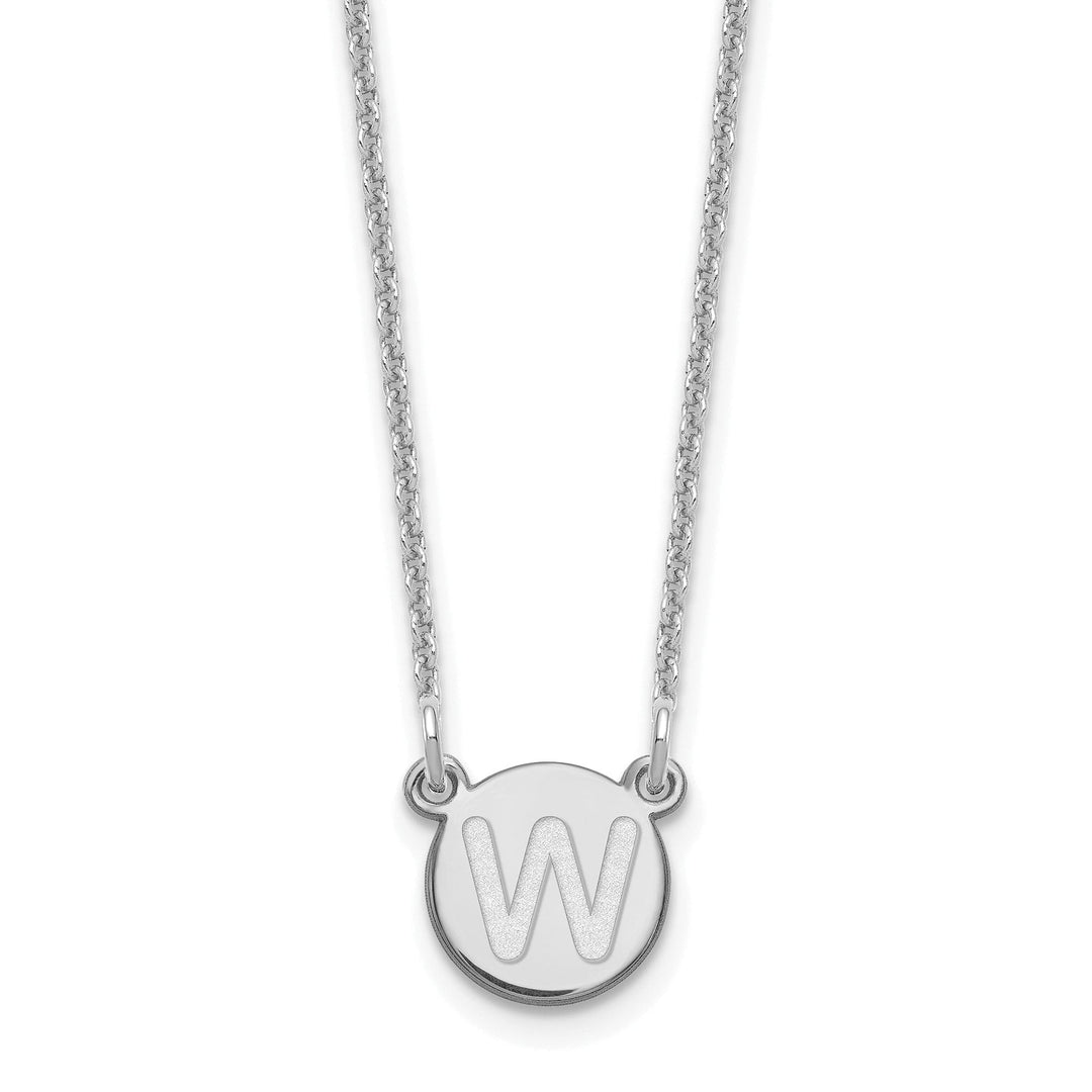 14k White Gold Tiny Circle Block Letter X Initial Pendant and Necklace