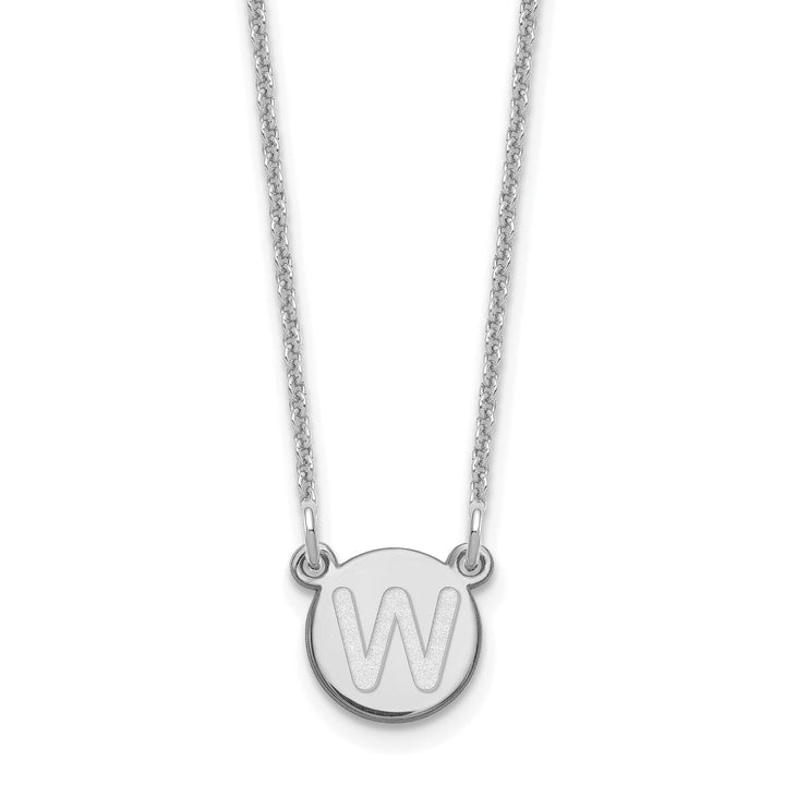 14k White Gold Tiny Circle Block Letter X Initial Pendant and Necklace