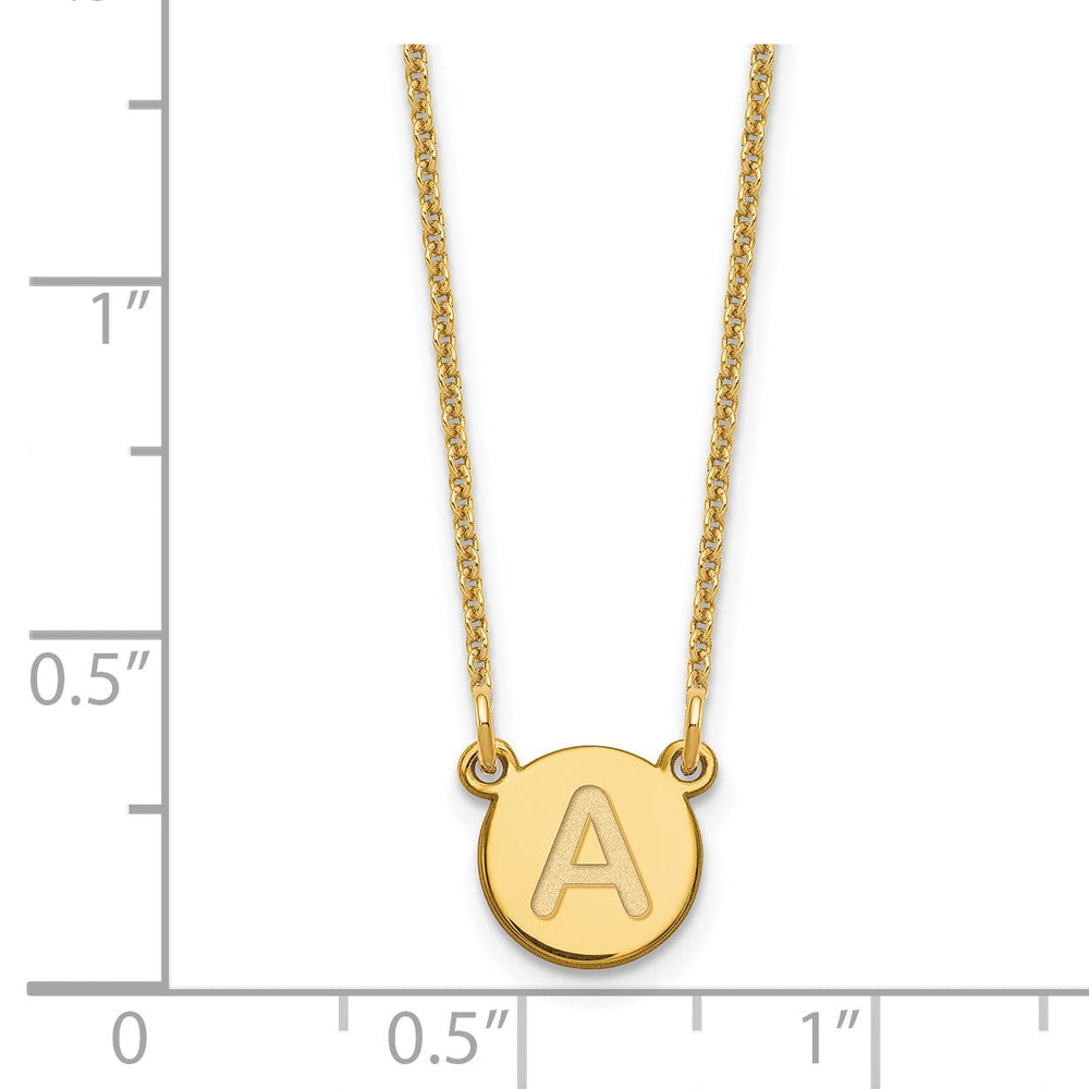 14k Yellow Gold Tiny Circle Block Letter B Initial Pendant and Necklace