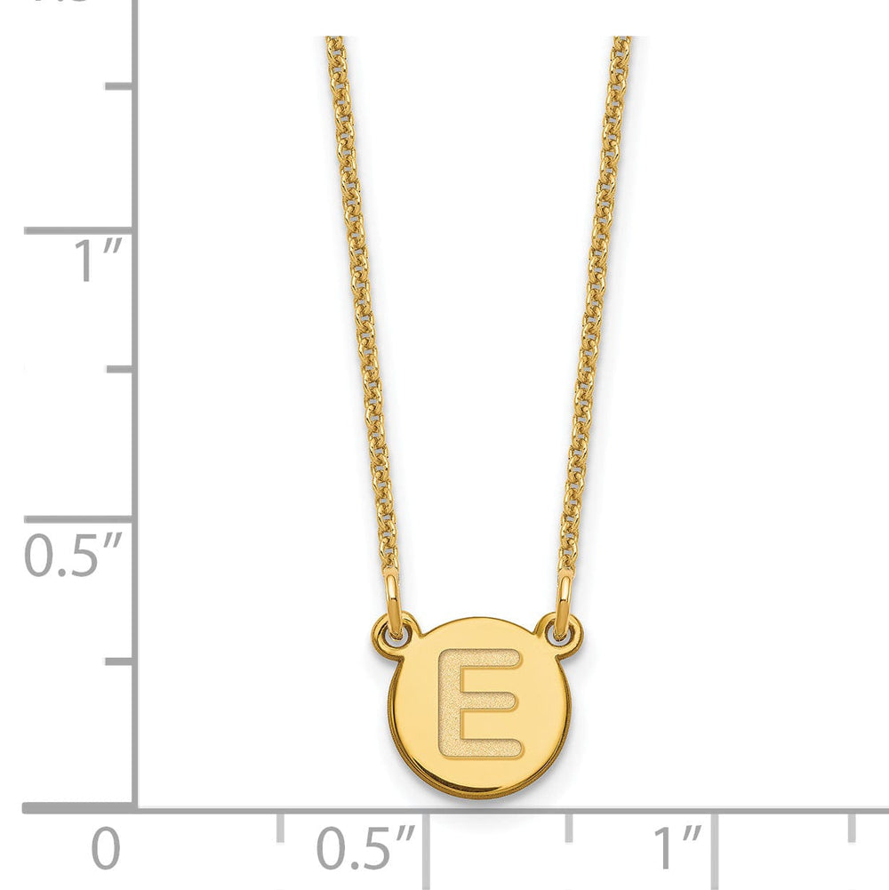 14k Yellow Gold Tiny Circle Block Letter F Initial Pendant and Necklace