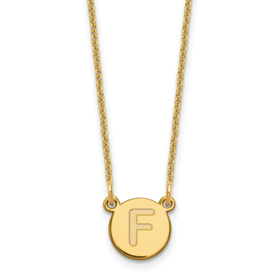 14k Yellow Gold Tiny Circle Block Letter G Initial Pendant and Necklace