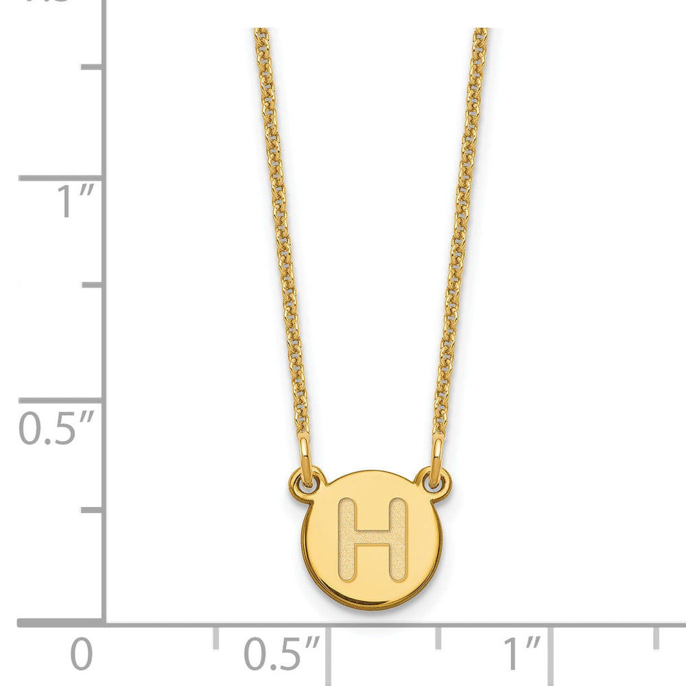 14k Yellow Gold Tiny Circle Block Letter I Initial Pendant and Necklace