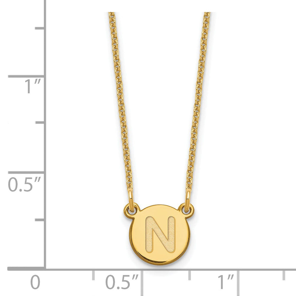 14k Yellow Gold Tiny Circle Block Letter O Initial Pendant and Necklace