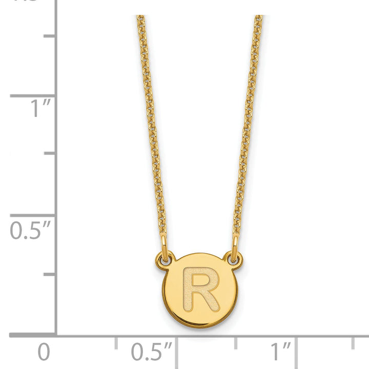 14k Yellow Gold Tiny Circle Block Letter S Initial Pendant and Necklace