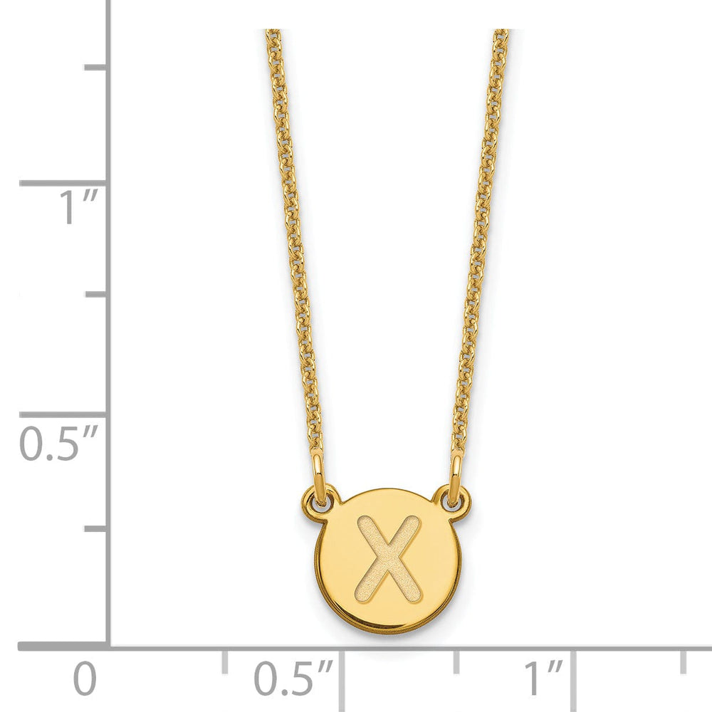 14k Yellow Gold Tiny Circle Block Letter Y Initial Pendant and Necklace