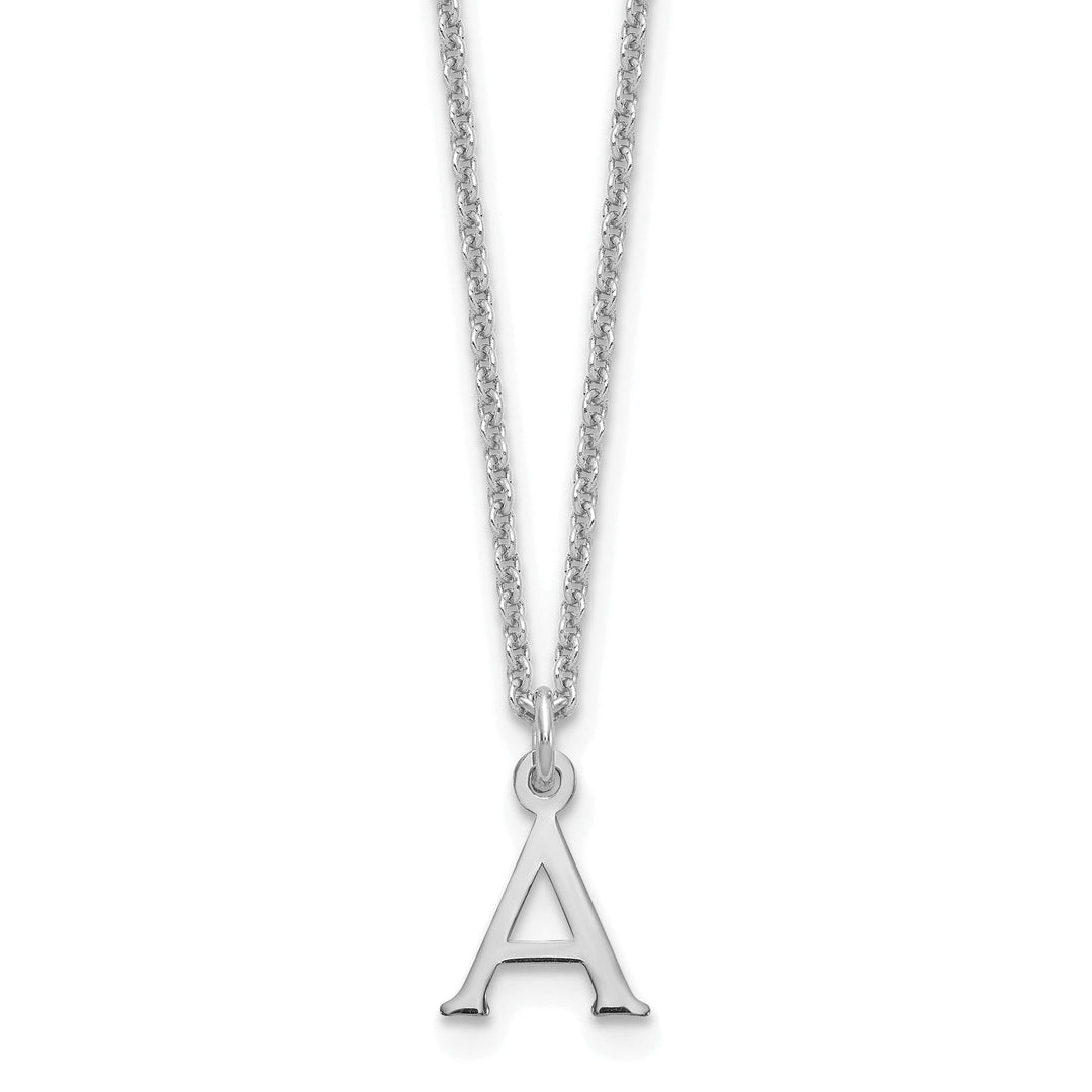 14k White Gold Tiny Cut Out Block Letter B Initial Pendant and Necklace