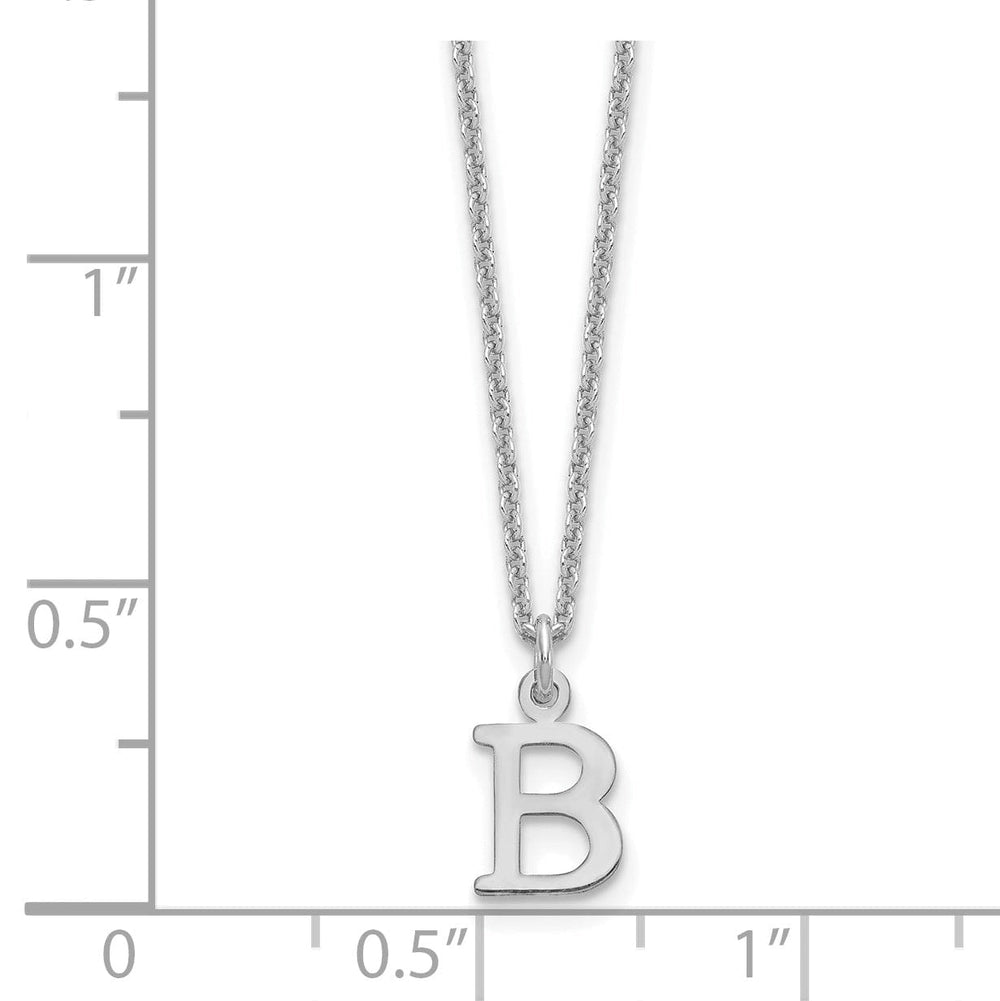 14k White Gold Tiny Cut Out Block Letter C Initial Pendant and Necklace