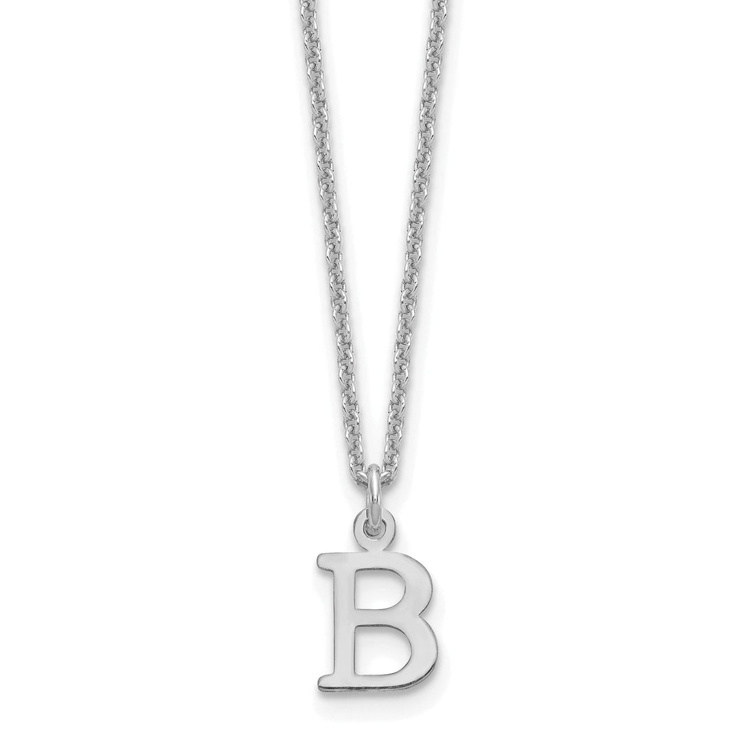 14k White Gold Tiny Cut Out Block Letter C Initial Pendant and Necklace