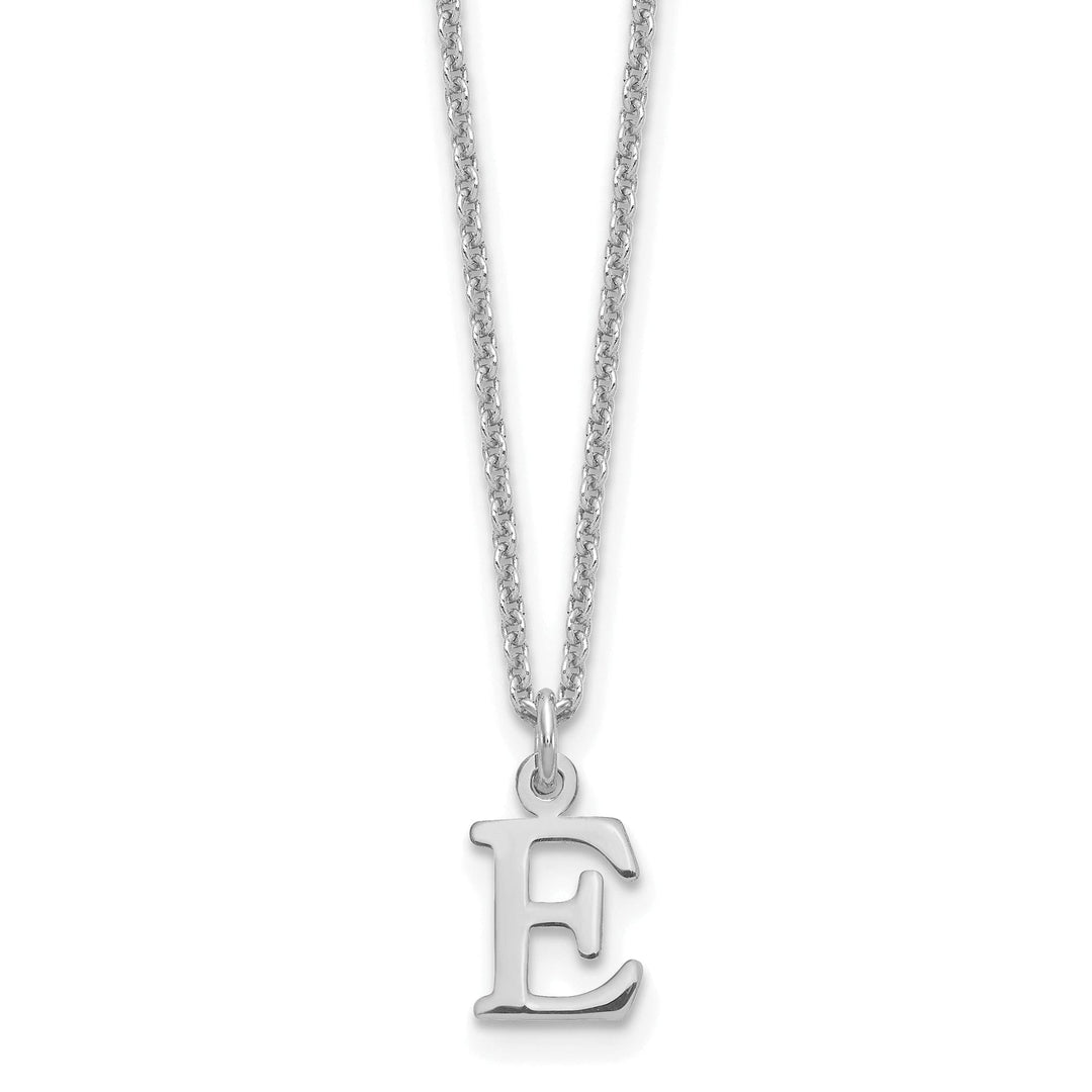 14k White Gold Tiny Cut Out Block Letter F Initial Pendant and Necklace