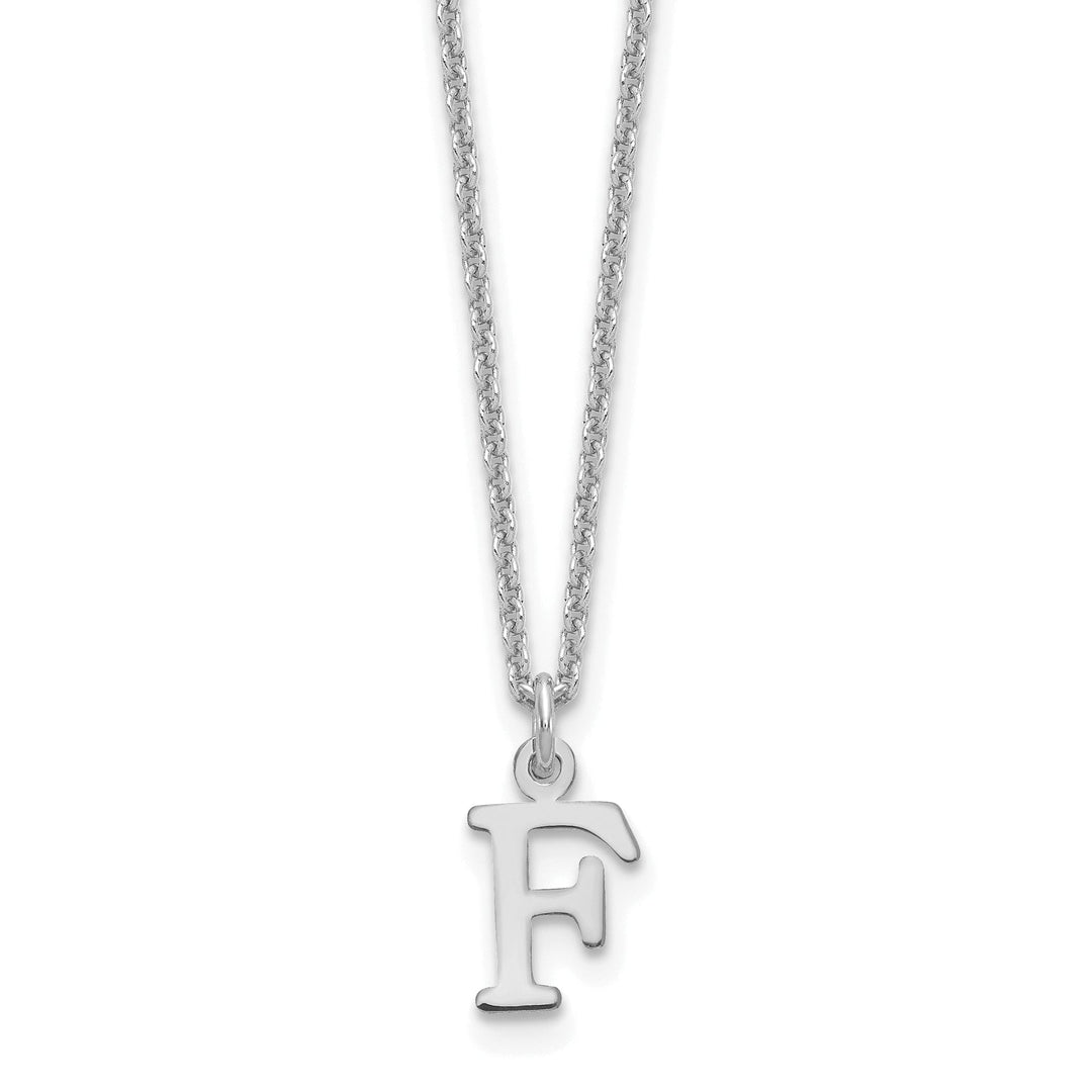 14k White Gold Tiny Cut Out Block Letter G Initial Pendant and Necklace