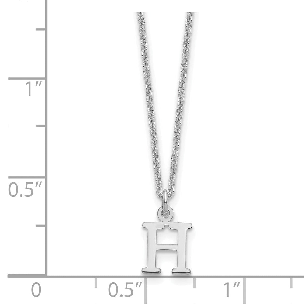 14k White Gold Tiny Cut Out Block Letter I Initial Pendant and Necklace