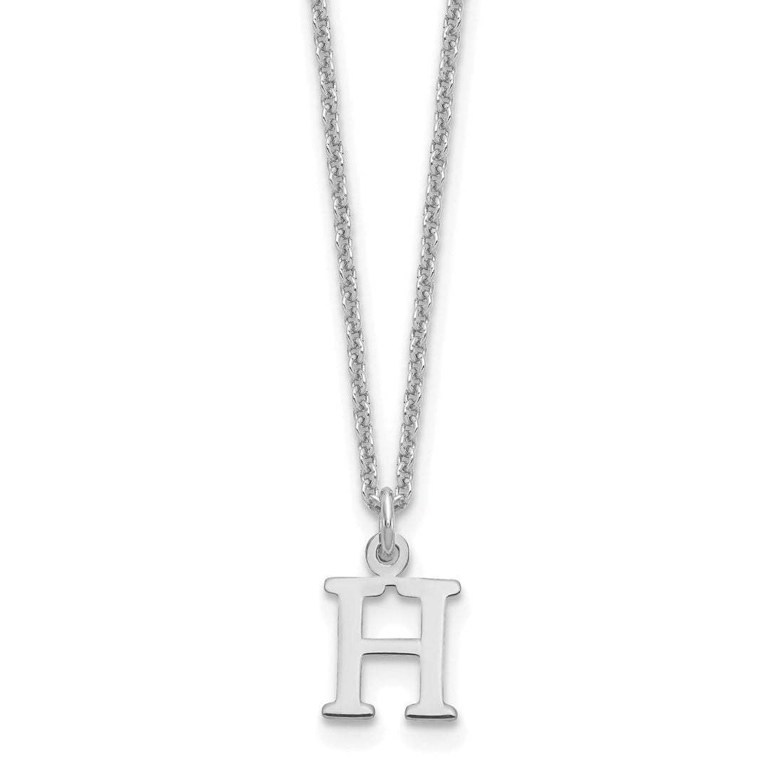 14k White Gold Tiny Cut Out Block Letter I Initial Pendant and Necklace