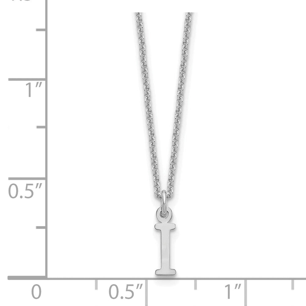 14k White Gold Tiny Cut Out Block Letter J Initial Pendant and Necklace